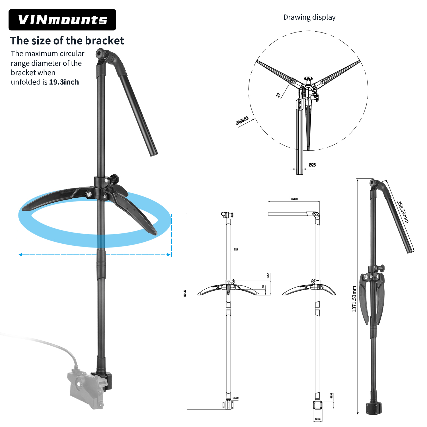 Ice Fishing Transducer Pole Mo - Fish Finder Mount 评论和价格